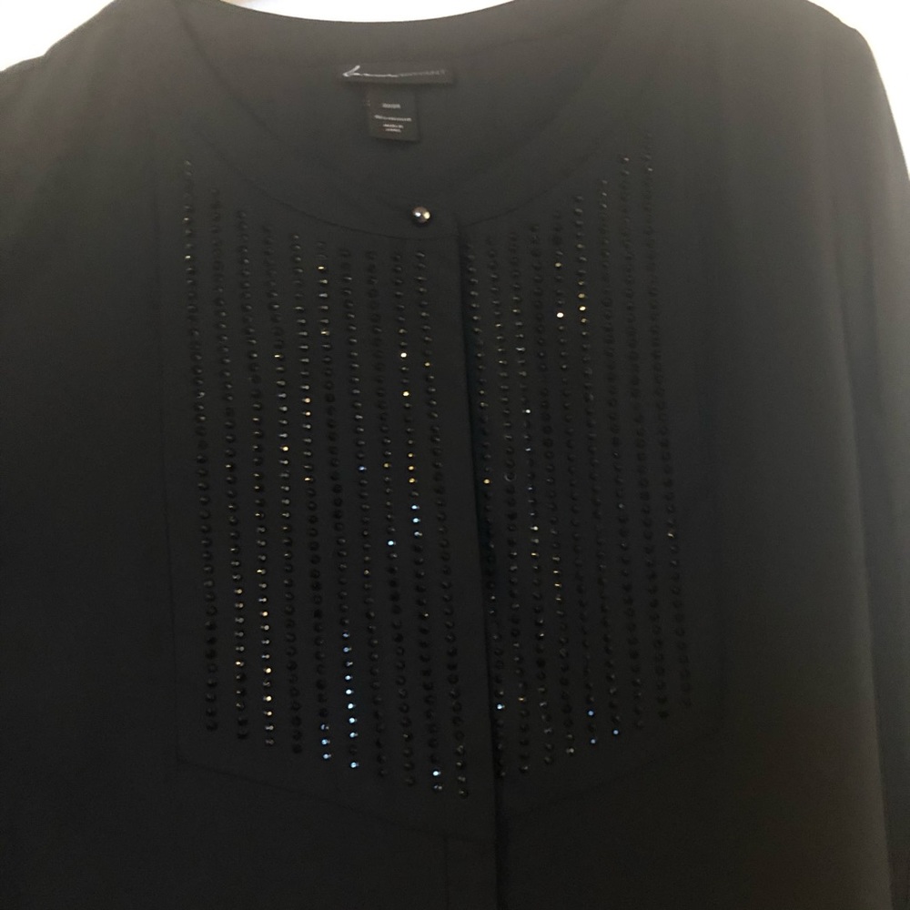 Black long sleeve top with jet black beads